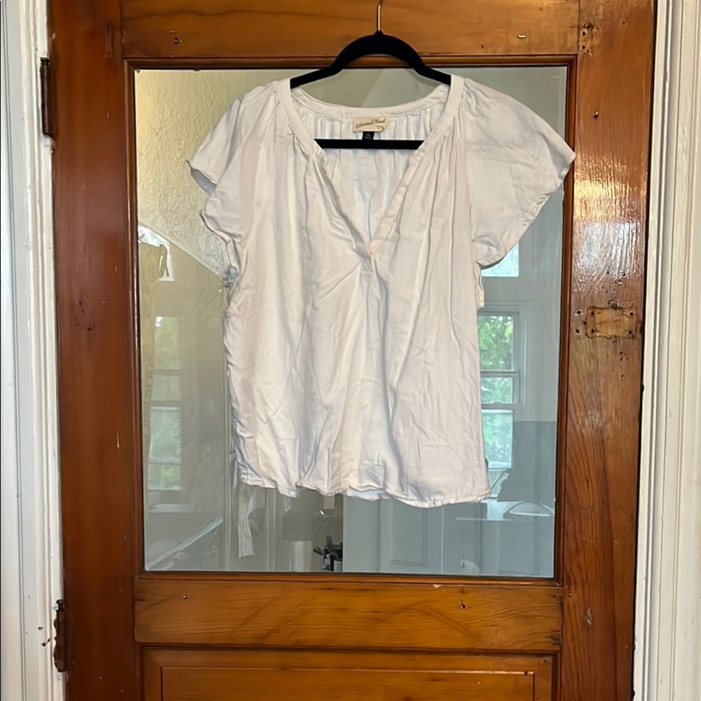 Universal Thread White Relaxed Blouse with Bib Collar